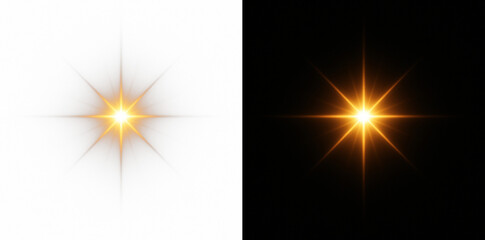 Golden Christmas star isolated on transparent background for design.