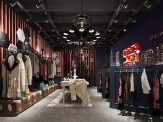 3d render fashion shop cloth store