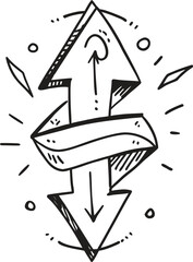 Abstract geometric symbol of interconnected arrows forming a diamond shape isolated on transparent background