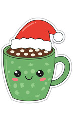 Kawaii Hot Cocoa with Santa Claus Hat