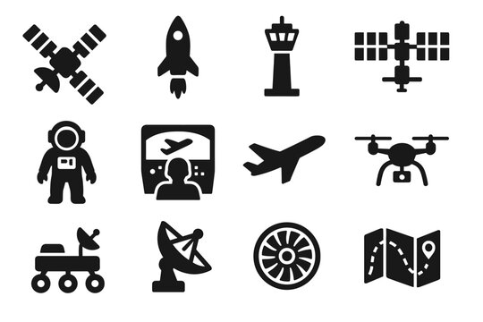 Simulator radar icon airplane grid control space map drone vector aerospace satellite