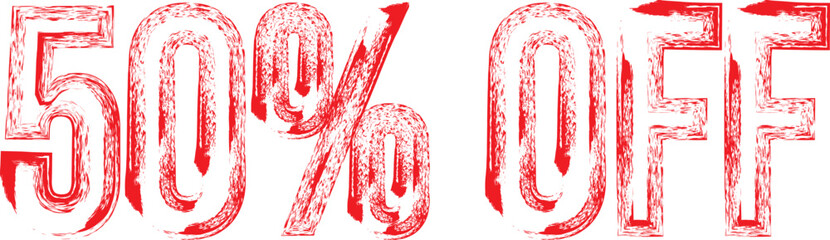 50% OFF Red Grunge Stamp – Discount Label for Sale Promotion
