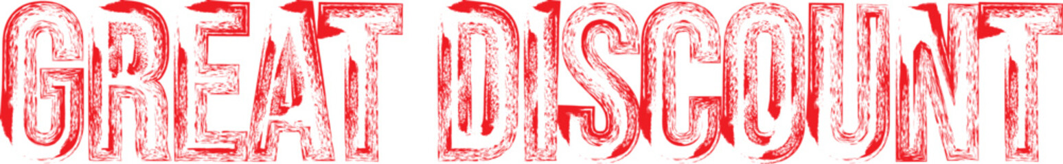 Red Grunge “Great Discount” Stamp Label – Sale Promotion Badge on White Background