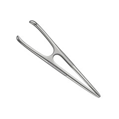 Fototapeta premium Close up realistic 3d render of metal forceps tool isolated on a contrasting surface