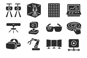 Vr sensors hub hologram vector interactive headset icon trackers console augmented