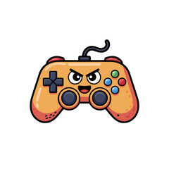 Fun cartoon gamepad character with an expressive face, ready for exciting gaming adventures, perfect for branding, design, and playful projects