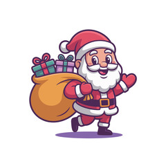 Santa Claus carrying a bag of Christmas gifts, ready to spread holiday cheer and joy to families everywhere this festive season