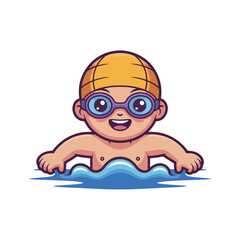 Joyful young swimmer in goggles and cap enjoying the water, perfect for summer fun, sports, and aquatic activities, cheerful and vibrant
