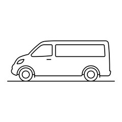 Minivan icon. Black outline linear silhouette. Editable strokes. Side view. Vector simple flat graphic illustration. Isolated object on a white background.