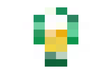 Pixelated abstract art with green and yellow color palette, isolated on white background