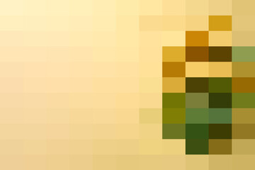 Pixelated abstract pattern with warm earthy tones, featuring a gradient from light yellow to darker shades of brown and green, creating a unique visual texture