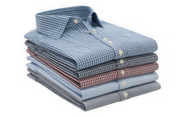 Stack of folded men s dress shirts isolated on transparent background