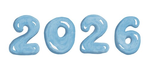 2026 New year with. Watercolor illustration 