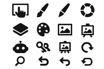 Fototapeta premium Canvas art vector shortcut stack interface pen zoom color gallery icon digital