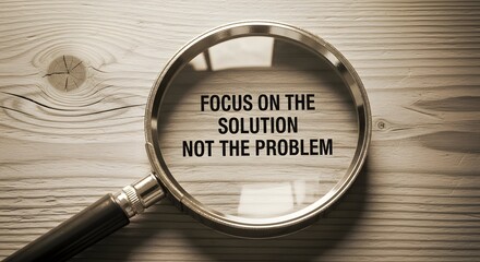 Discover innovative solutions with focused perspective using a magnifying glass on a wooden table inspiring positive thinking and problem solving skills now