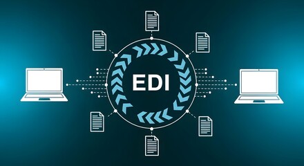Streamline business processes with EDI technology showcasing data exchange automation for enhanced efficiency and modern digital transformation initiatives