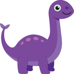 Friendly Purple Dinosaur Simple Cartoon