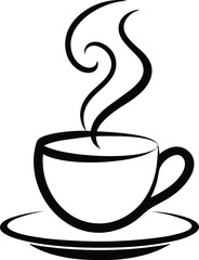 Flowing Line Art Of Teacup And Saucer