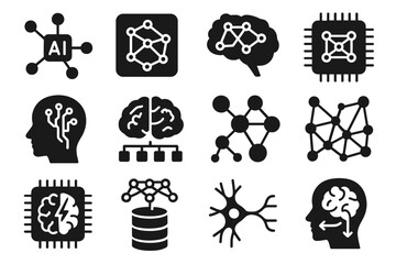 Network ai device chip vector icon deep module core tools cognitive recognition