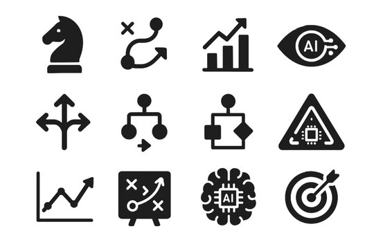 Board icon strategic decision vector strategy success knight scenario ai roadmap icons