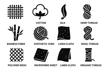 Flax textile silk thread hemp icons yarn icon fabric vector synthetic interactive