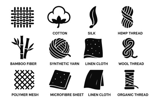 Flax textile silk thread hemp icons yarn icon fabric vector synthetic interactive