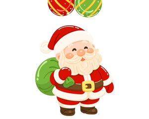 Obraz premium Santa Claus Holding Gift Bag on Christmas Eve