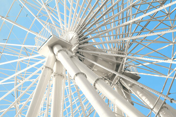 Photo Of Ferris Wheel On Blue Sky Background