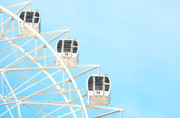 Photo Of Ferris Wheel On Blue Sky Background