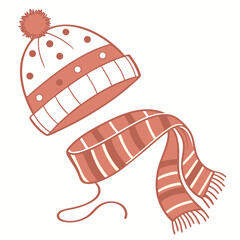 Winter hat and scarf vector illustration