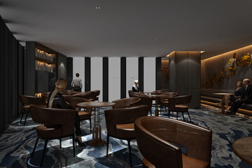 3d render coffee shop restaurant interior