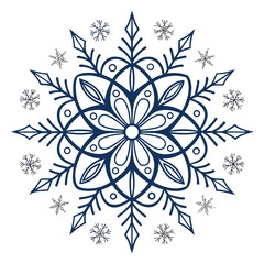 Hand drawn snowflake, winter holiday decoration