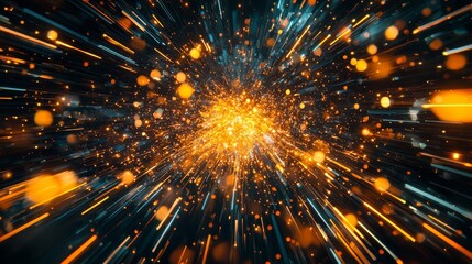 Bright orange and blue explosion of light and color. The image is a representation of a bright, energetic moment