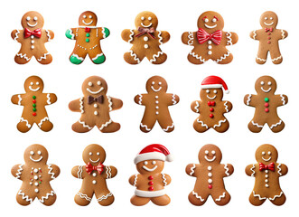 PNG Festive gingerbread cookies display, element set on transparent background