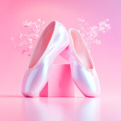 Classic pink ballet pointe shoes elegant dance footwear ballerina performance art studio style