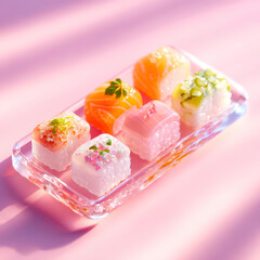 Mixed sushi platter nigiri maki sashimi variety gourmet Japanese seafood restaurant presentation