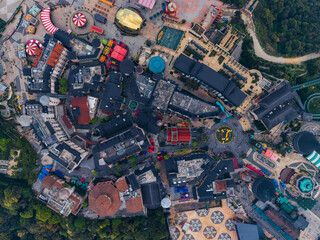 Aerial view of ba na hills amusement park in Da nang, Vietnam, landmark architecture and scenic...