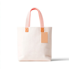 Minimal beige canvas tote bag eco reusable shopping fashion accessory isolated studio style
