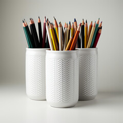 Stylish neutral pen pot soft pastel aesthetic cute minimal desk stationery container