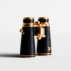 Vintage brass antique binoculars explorer navigation optics adventure travel gear isolated object