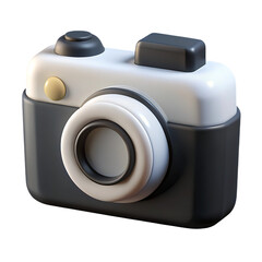 A 3d render of a vintage camera isolated on transparent background