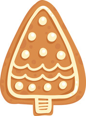 Christmas gingerbread cookie flat cartoon. Sign New year sweet gingerbread, bird, holly, house, deer and candy, snowflakes, sock, Christmas tree, bell, star. Isolated vector illustration