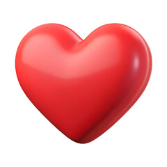 Red 3d heart symbol isolated on transparent background