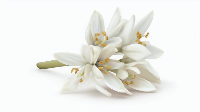 Delicate Orange Blossom Flowers on White Background.