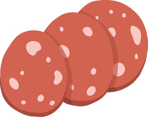 Cartoon meat product. Chicken, sausages and sausages. Steaks, pork bacon and ribs vector. Steak chicken, sausage and bacon, product ingredient illustration