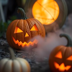 Scary Halloween pumpkin. Halloween photo. Background photo