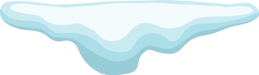 White snowy cape on white background, snowdrifts, Winter element, border frame snow decoration. cartoon flat decoration with snowflakes, icicles isolated illustration