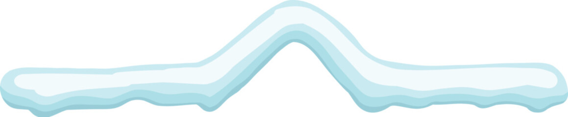 White snowy cape on white background, snowdrifts, Winter element, border frame snow decoration. cartoon flat decoration with snowflakes, icicles isolated illustration