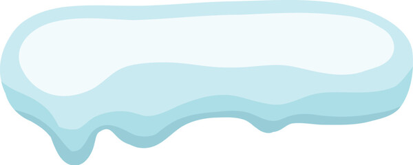 White snowy cape on white background, snowdrifts, Winter element, border frame snow decoration. cartoon flat decoration with snowflakes, icicles isolated illustration