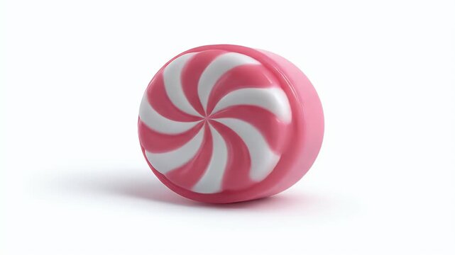Swirled Pink and White Candy on White Background.